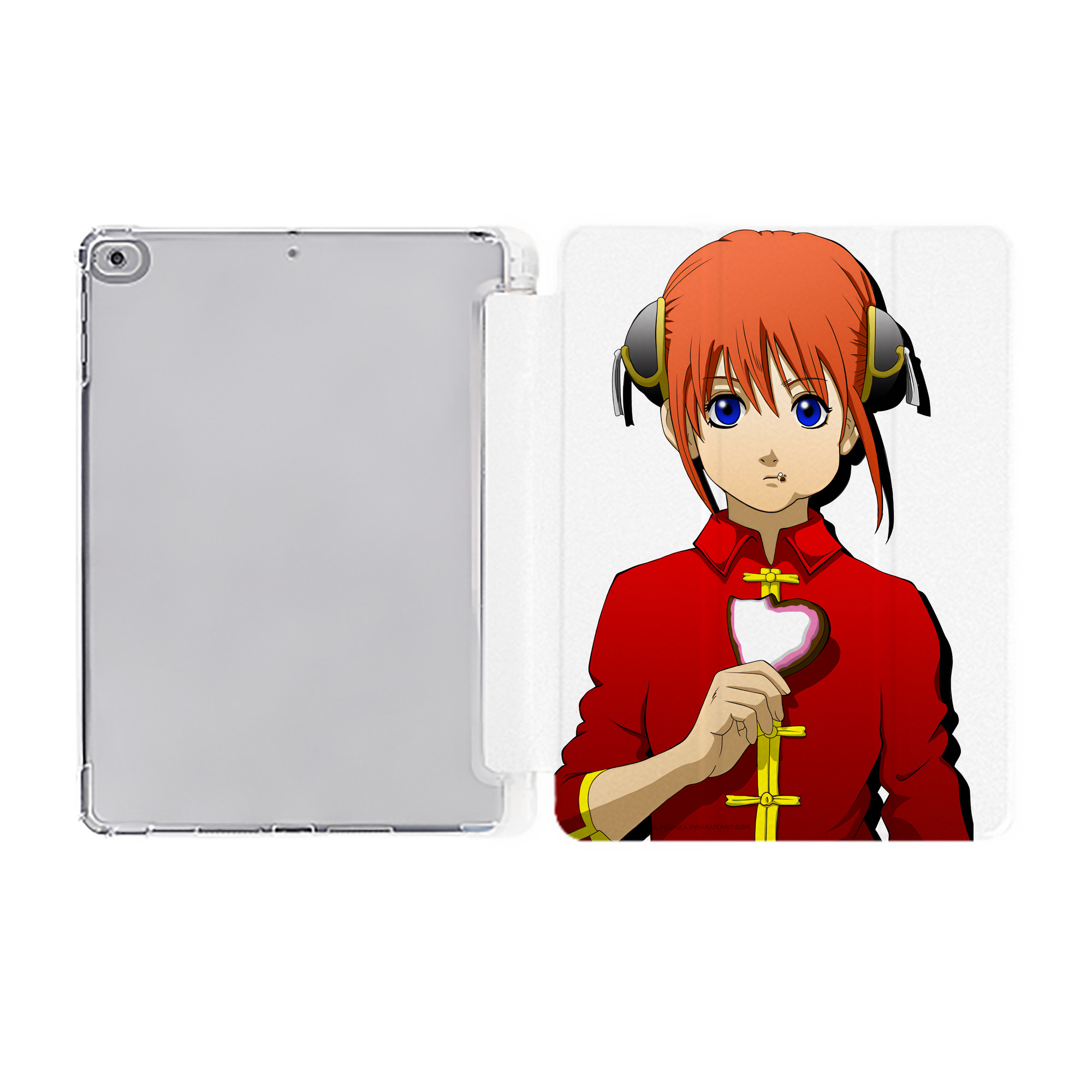 ぎんたま 坂田銀時（さかたぎんとき） 神楽 志村新八（しむら しんぱち） GINTAMA Sakata Gintoki Kagura Shimura Shinpachi IPad ケース ペン収納付き 三つ折りスタンド PUレザー×シリコン 対応機種9.5/10.5/10.9インチ